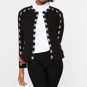 NIC+ZOE Dash For It Jacket Black & White Fringe
